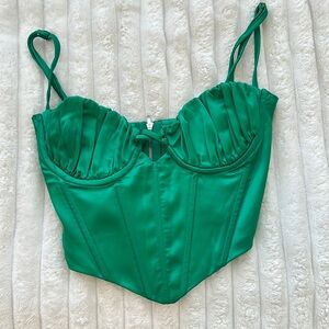 Princess Polly Emerald Satin Cordet Top